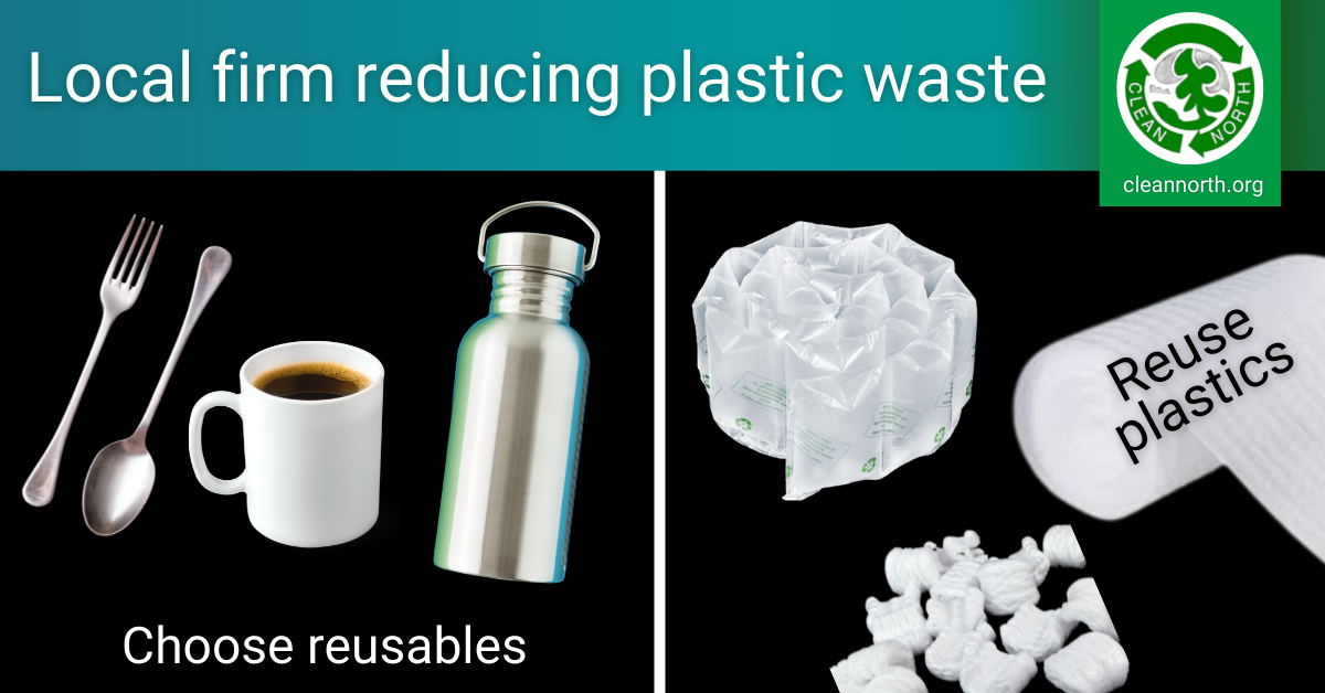 photo showing alternatives to single use plastics and plastic packing materials that can be reused