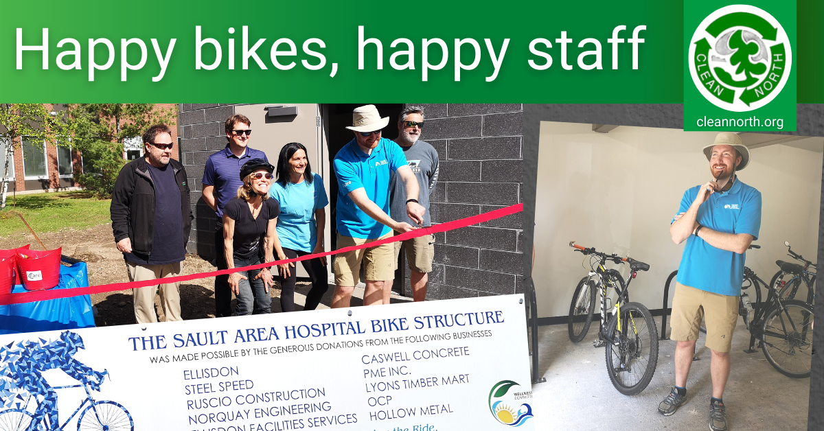 photos of staff at the new bike shelter