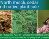 Photos of mulch, cedar foliage and monarch butterfly on swamp milkweed