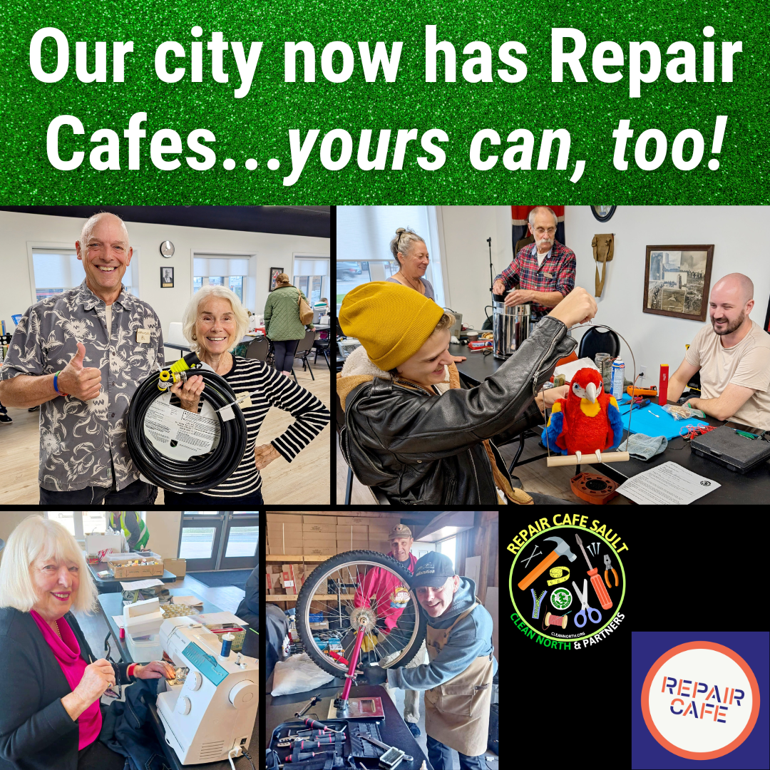 Collage of photos from repair cafes